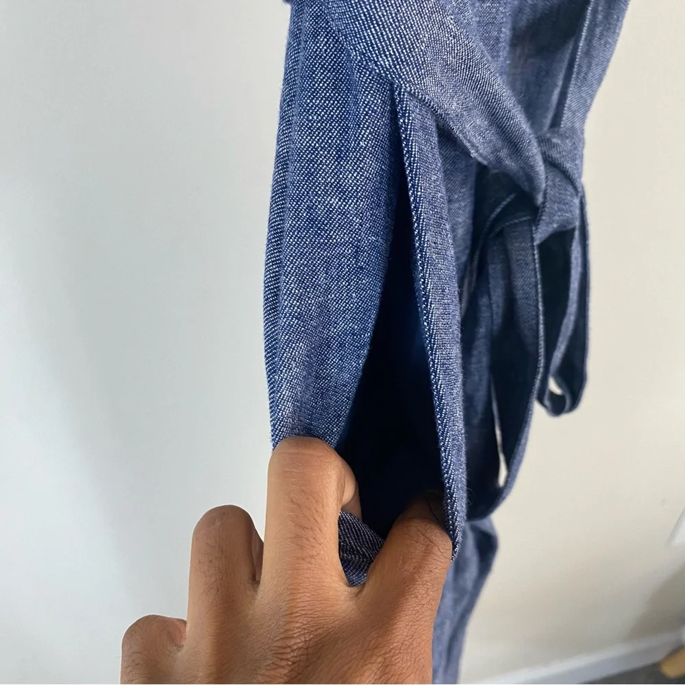 Banana Republic Linen Square-Neck Jumpsuit Blue - 4